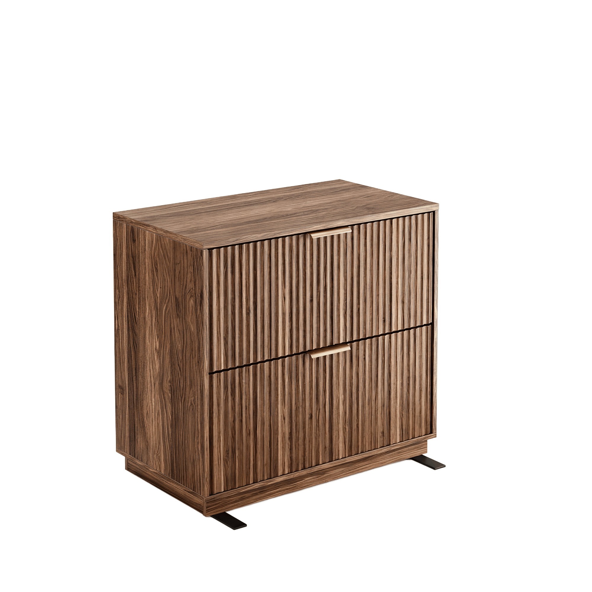 2 - Drawer Lateral Wood File Cabinet for Hanging Files, 32" - Fluted - Dark Walnut