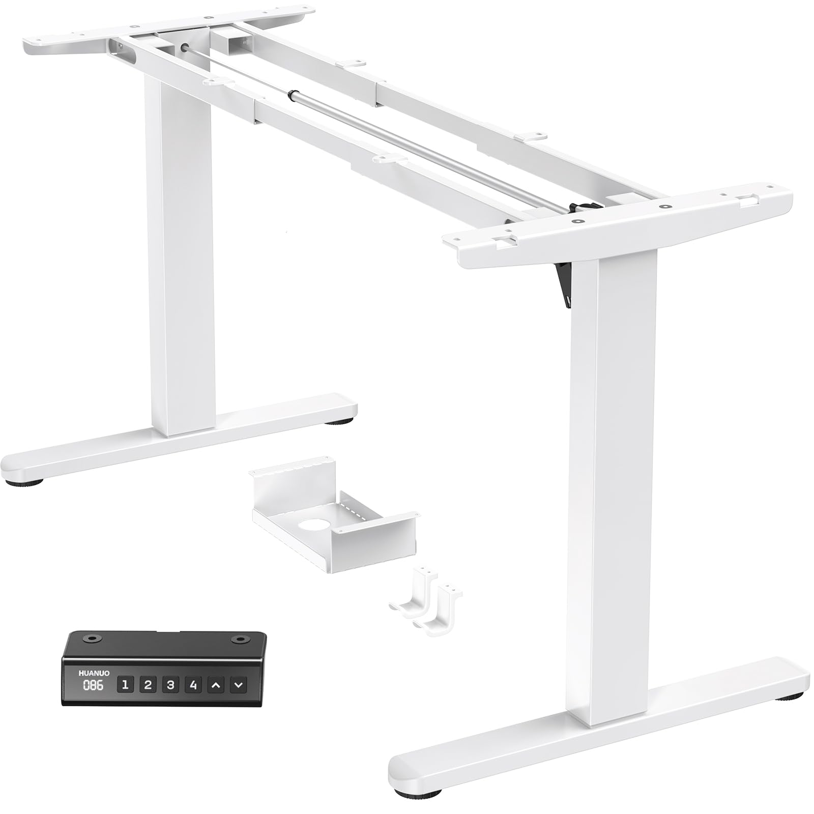 HUANUO Height-Adjustable Desk Frame with Brushless Motor, 100 kg Load Capacity, Table Legs, Desk Frame, Height Adjustable for Table Tops of 110 x 200 cm, Frame Only