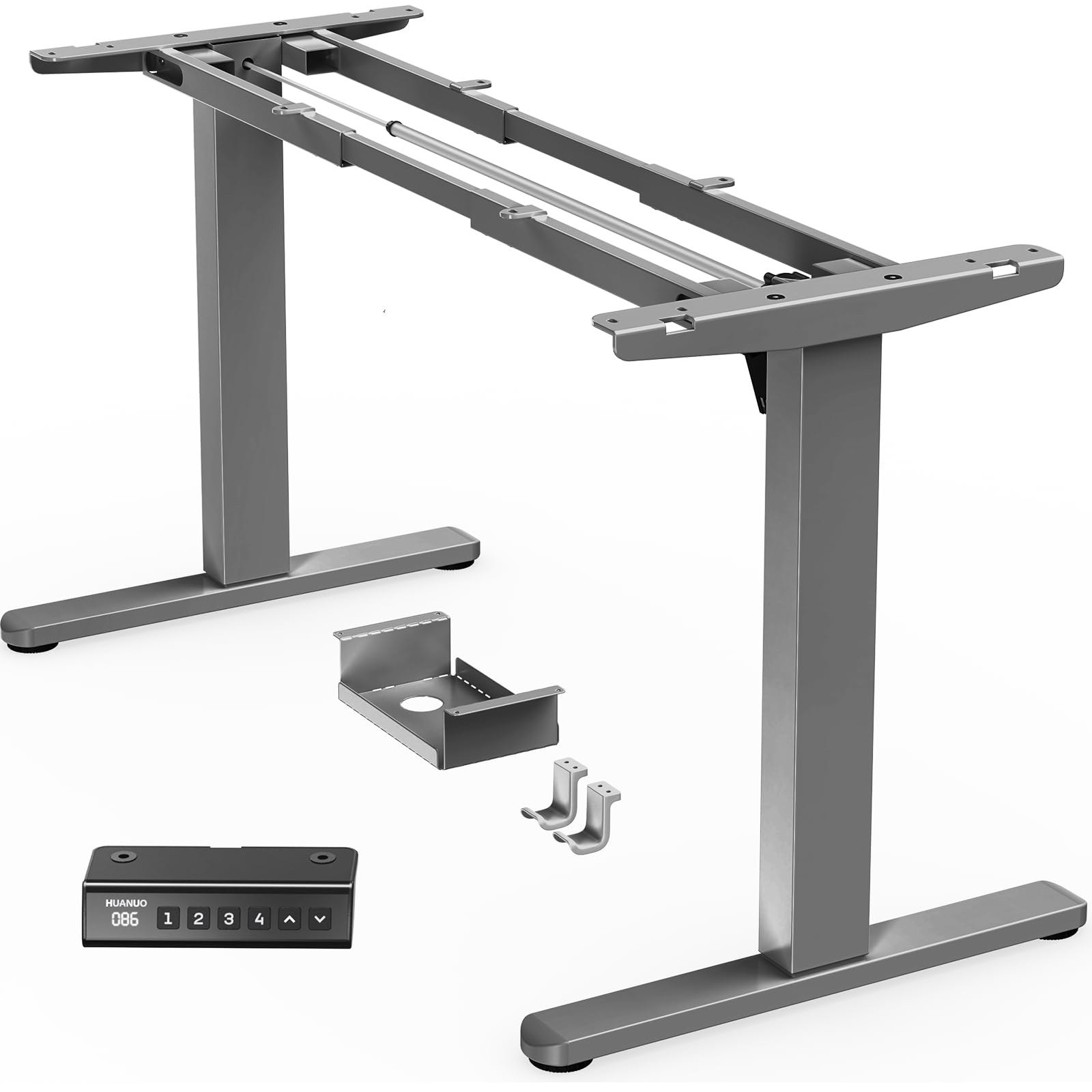 HUANUO Height-Adjustable Desk Frame with Brushless Motor, 100 kg Load Capacity, Table Legs, Desk Frame, Height Adjustable for Table Tops of 110 x 200 cm, Frame Only