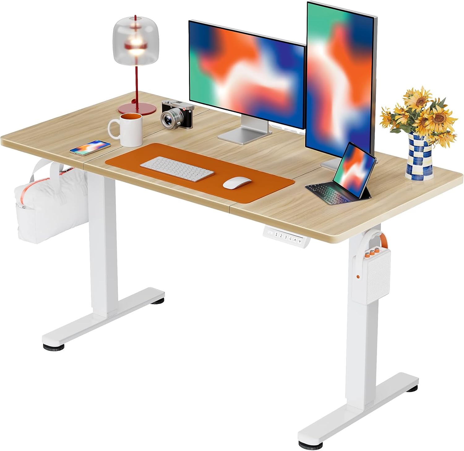 ErGear Elektrisch Höhenverstellbarer Schreibtisch 120 x 60 cm, Schreibtisch Höhenverstellbar mit 4-Gedächtnis-Smart-Pult für Home-Office mit Verbindungsplatte