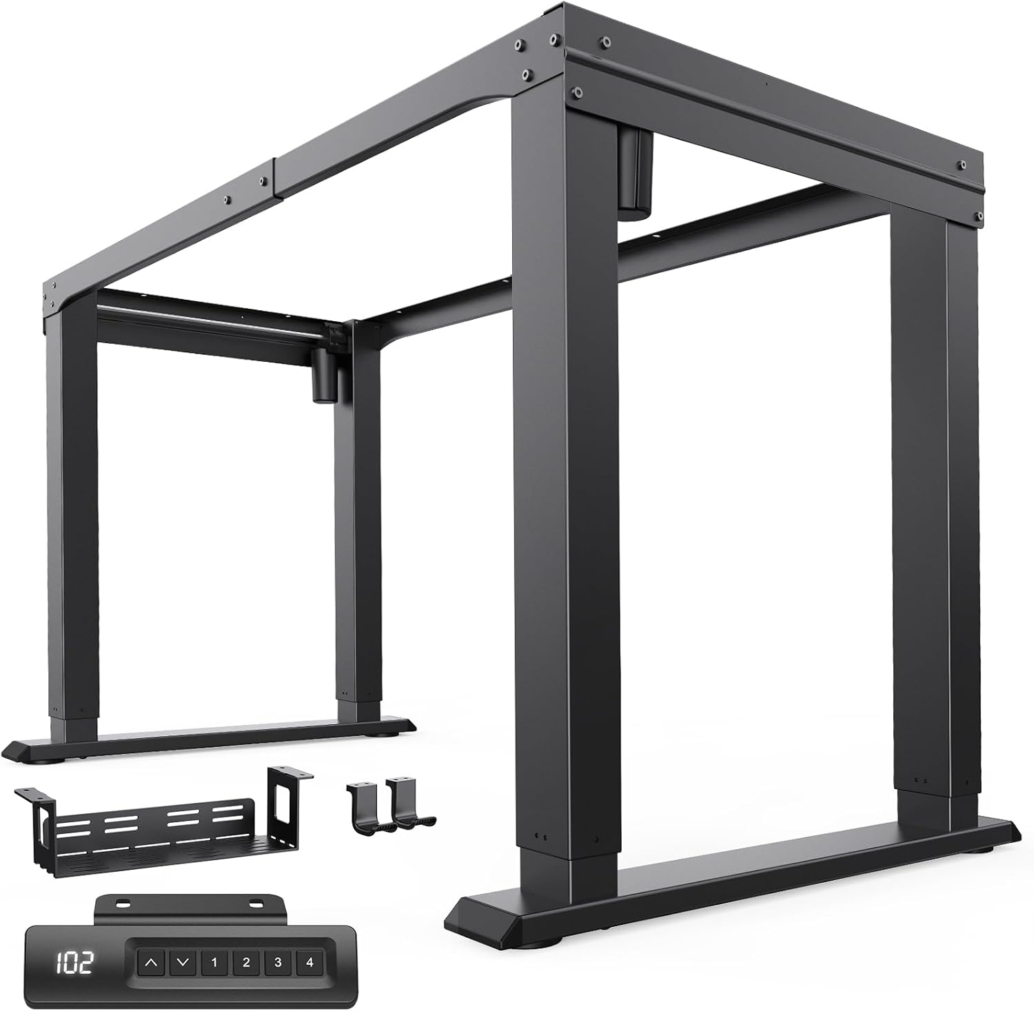 HUANUO 4 Legs Height Adjustable Desk Frame, Dual Motor Height Adjustable Desk for Home and Office, Table Legs Height Adjustable with Heavy Duty Steel, Memory Controller, Frame Only