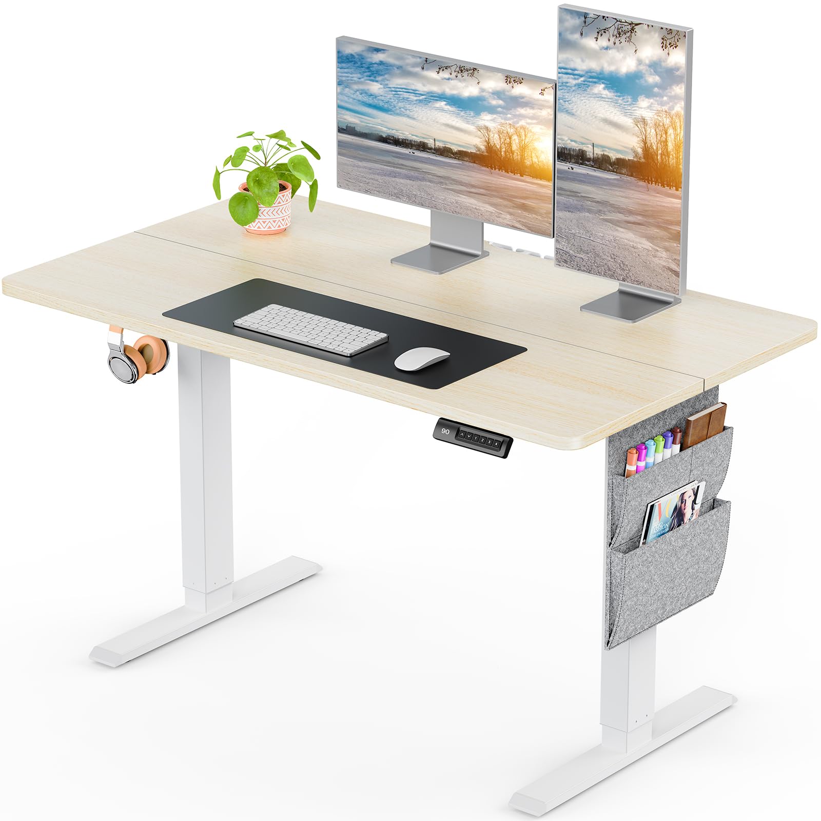 ErGear Electric Height Adjustable Desk 140 x 70 cm, Desk Height Adjustable with 4 Memory Smart Desk for Home Office with Connection Plate