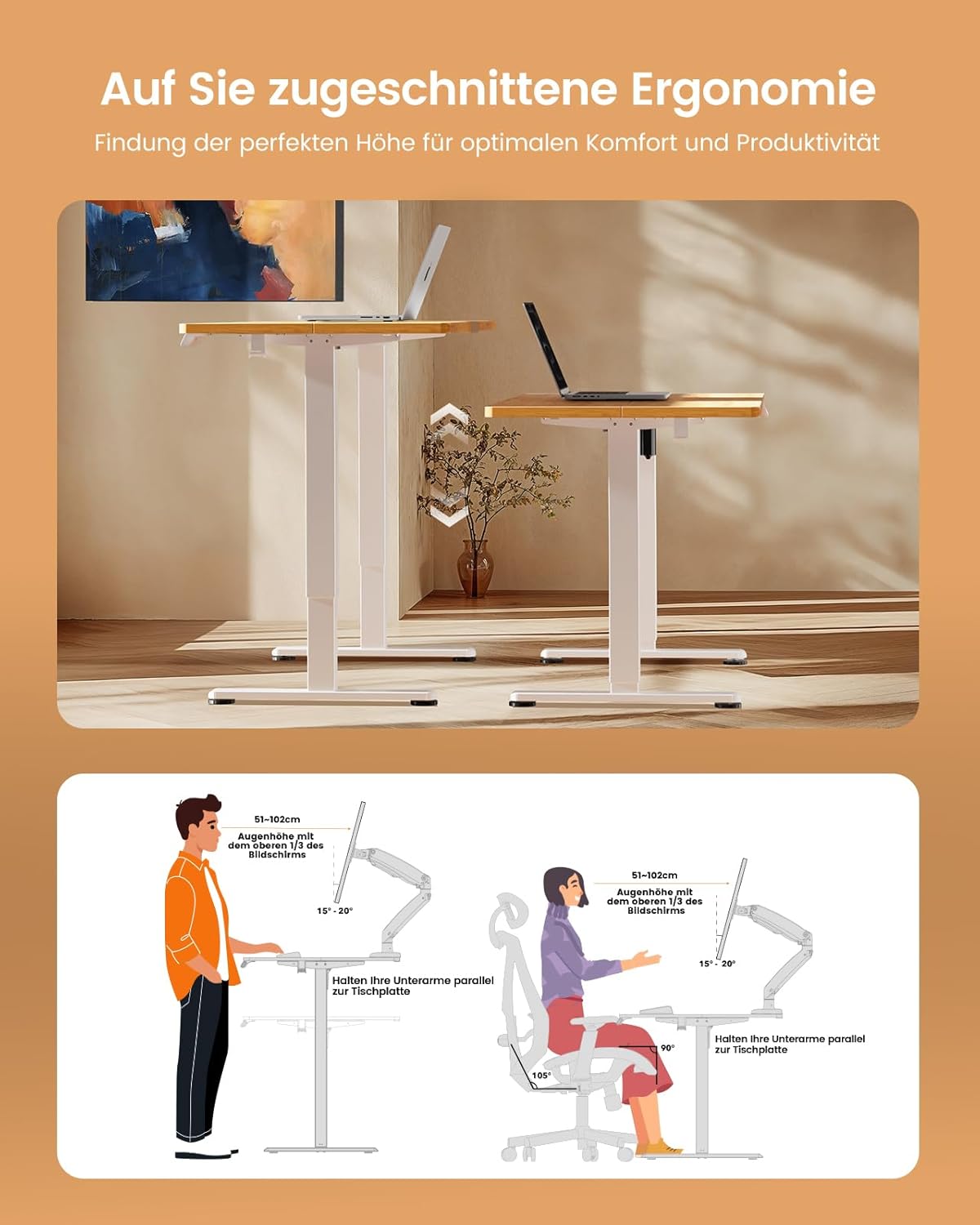 ErGear Electric Height Adjustable Desk 140 x 70 cm, Desk Height Adjustable with 4 Memory Smart Desk for Home Office with Connection Plate