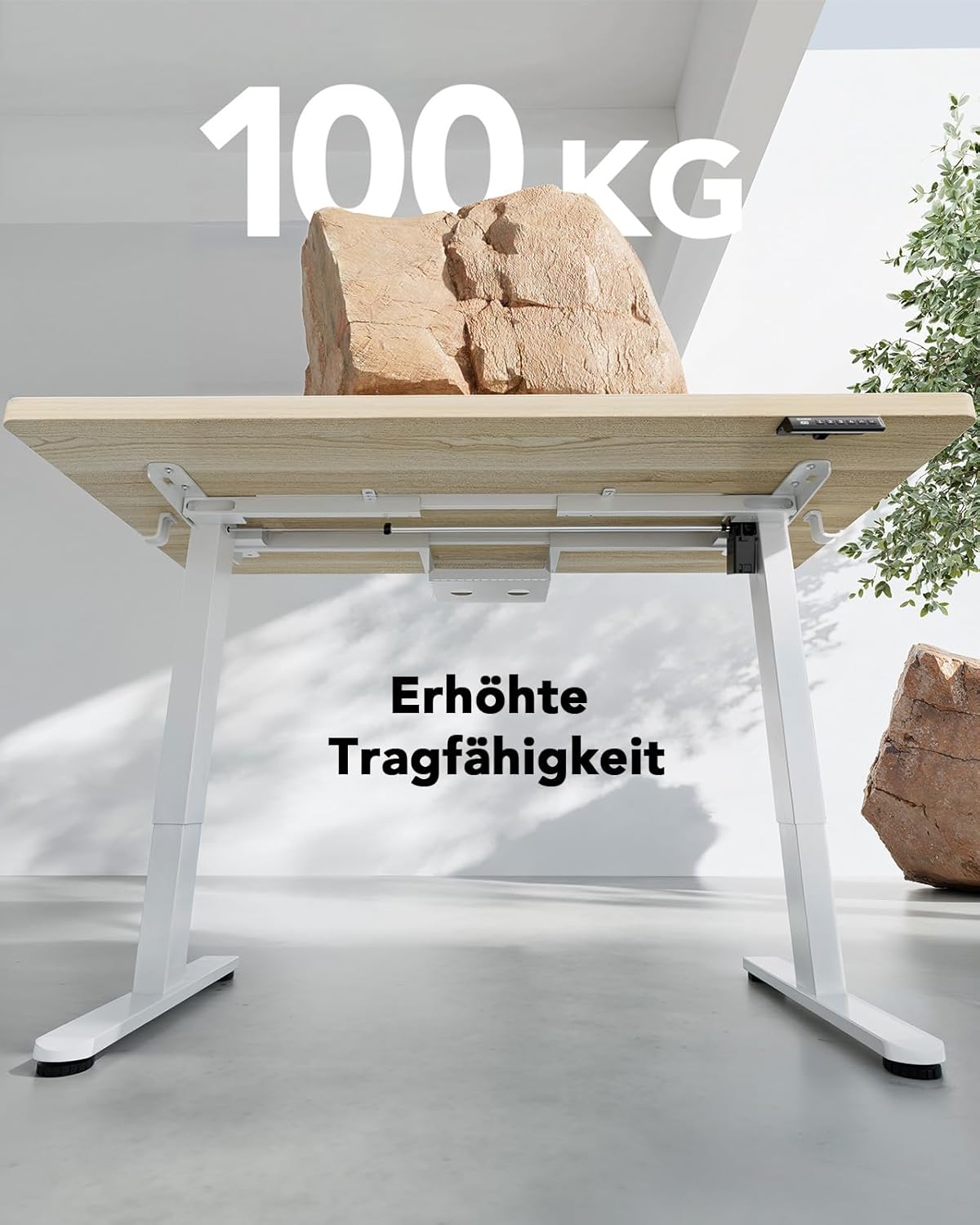 HUANUO Höhenverstellbarer Schreibtisch 140x80cm,25MM Ganze Tischplatte mit Bürstenloser Motor,Ergonomischer Steh-Sitz Tisch Stehpult,Einfache Montage Elektrischer Stehschreibtisch für Homeoffice