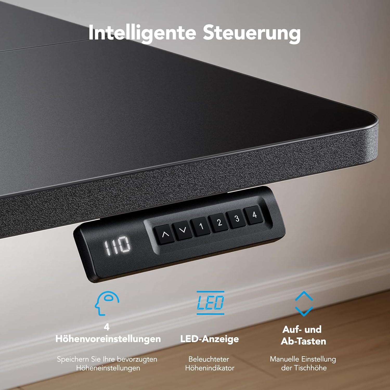 HUANUO 4 Legs Height Adjustable Desk Frame, Dual Motor Height Adjustable Desk for Home and Office, Table Legs Height Adjustable with Heavy Duty Steel, Memory Controller, Frame Only