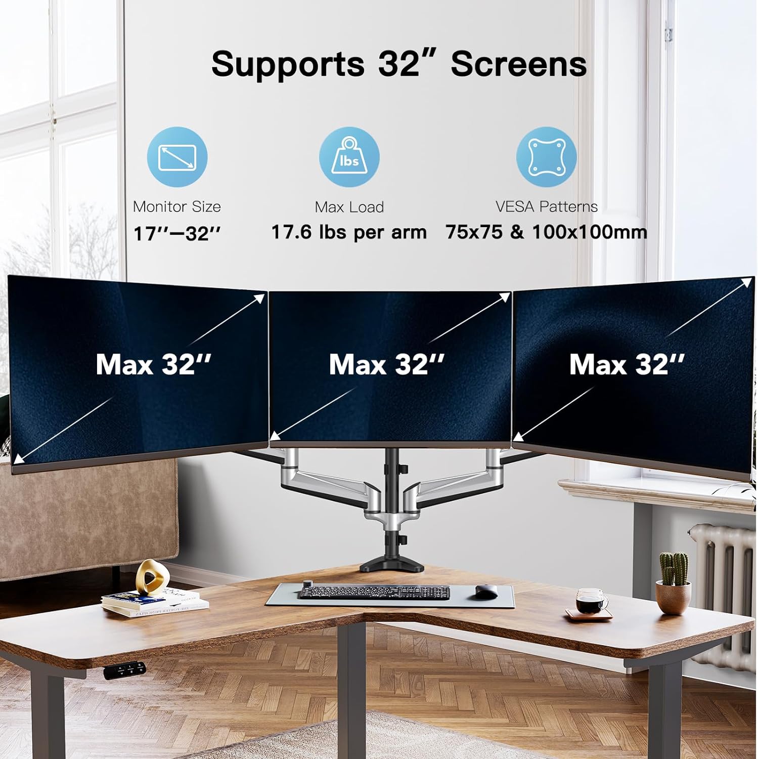 Dreifach-Monitorarm (17-32 Zoll) mit Höhenverstellung