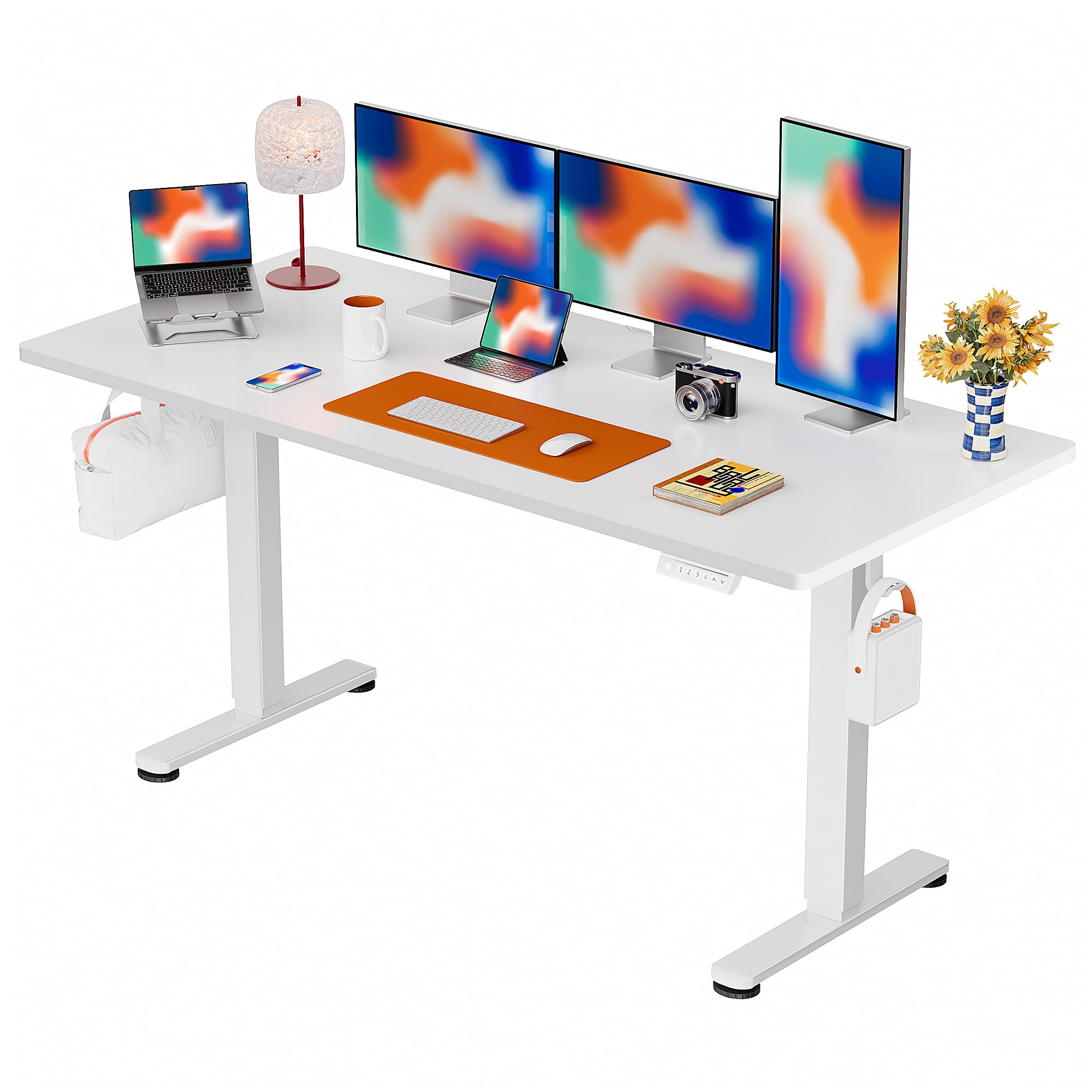ErGear Electric Height Adjustable Desk 140 x 70 cm, Desk Height Adjustable with 4 Memory Smart Desk for Home Office with Connection Plate