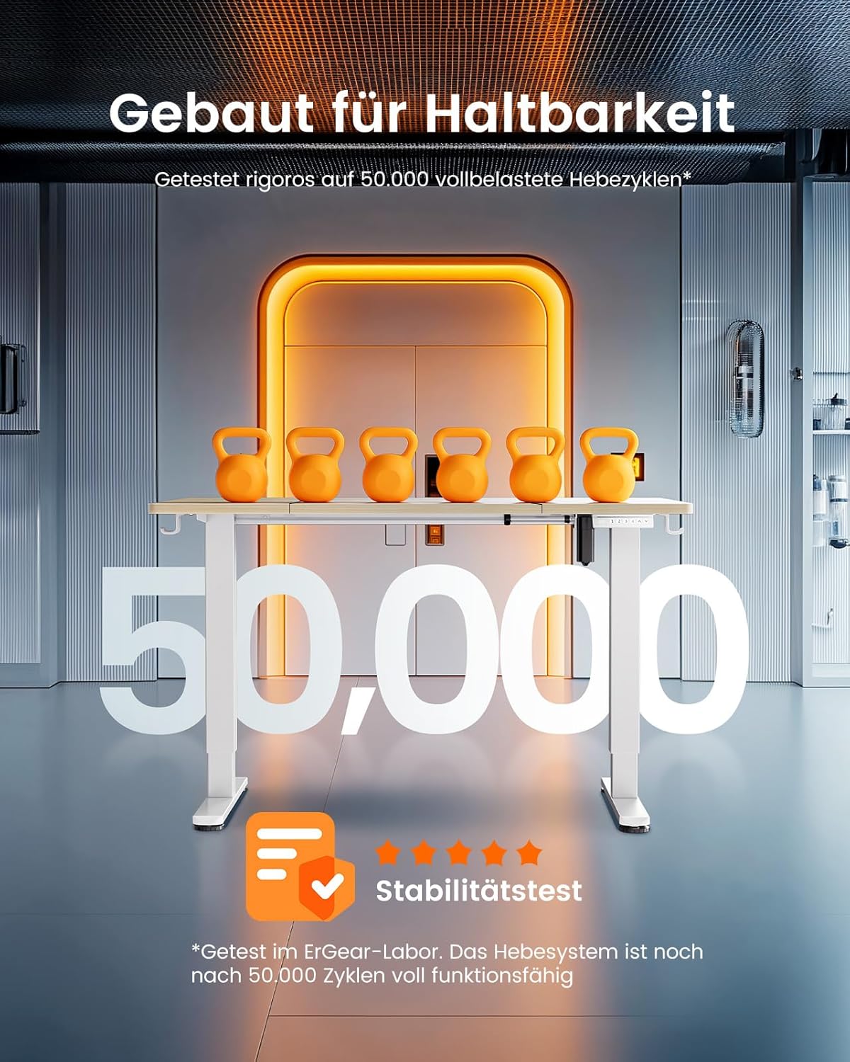 ErGear Elektrisch Höhenverstellbarer Schreibtisch 120 x 60 cm, Schreibtisch Höhenverstellbar mit 4-Gedächtnis-Smart-Pult für Home-Office mit Verbindungsplatte