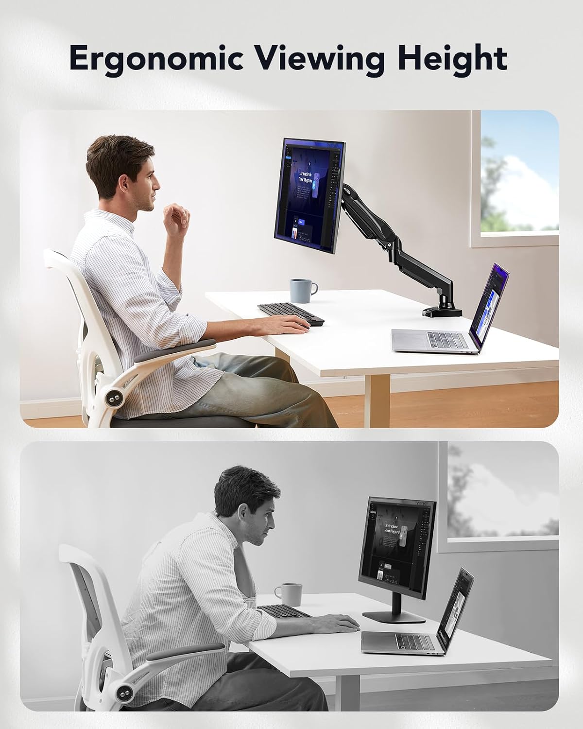 Bras pour moniteur de 13 à 32 pouces avec rotation complète à 360°