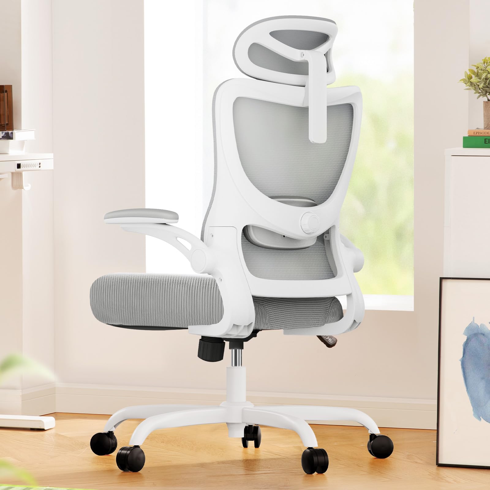 Marsail Ergonomic Office Chair with Adjustable Headrest, Lumbar Support and 3D Folding Armrests, Computer Chair with Height Adjustment, Swivel Chair up to 136kg/300kg