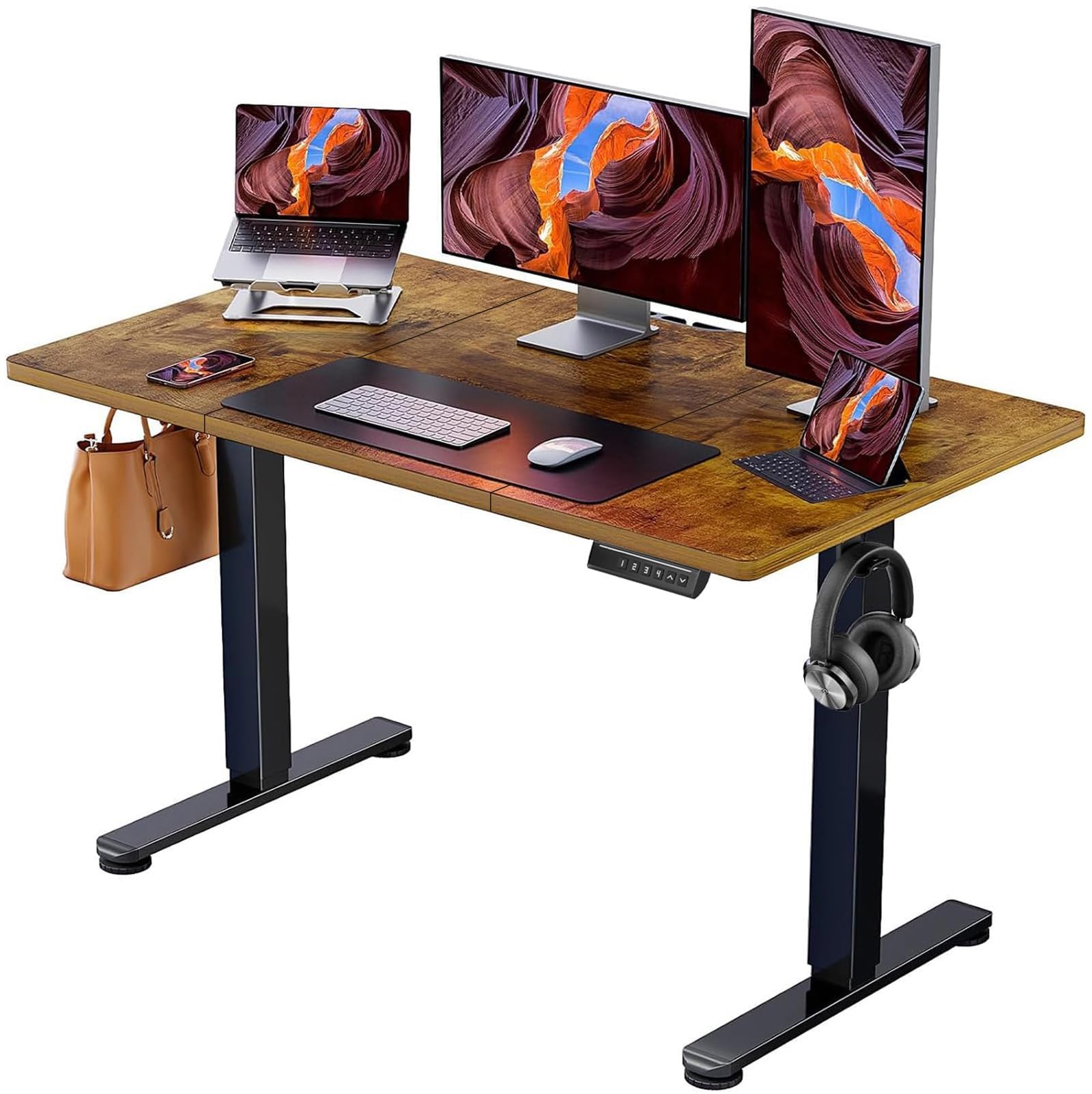 ErGear Electric Height Adjustable Desk 100 x 60 cm, Desk Height Adjustable with 4 Memory Smart Desk for Home Office with Connection Plate
