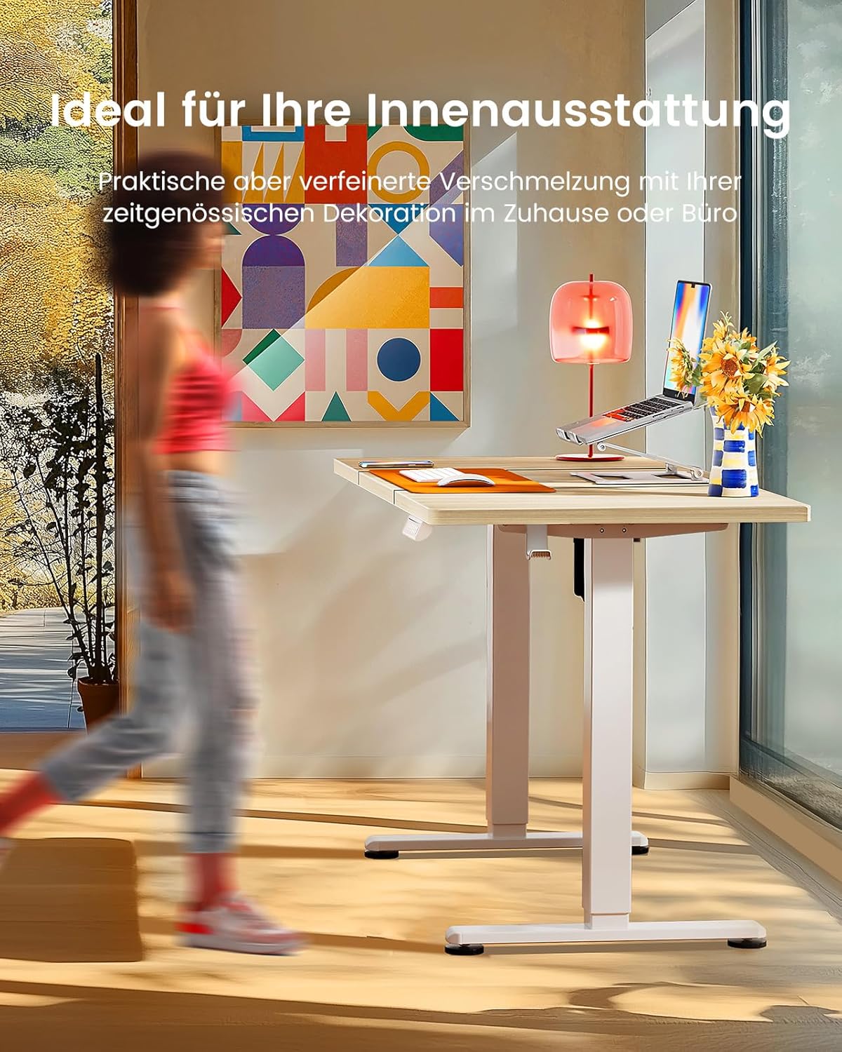 ErGear Elektrisch Höhenverstellbarer Schreibtisch 120 x 60 cm, Schreibtisch Höhenverstellbar mit 4-Gedächtnis-Smart-Pult für Home-Office mit Verbindungsplatte