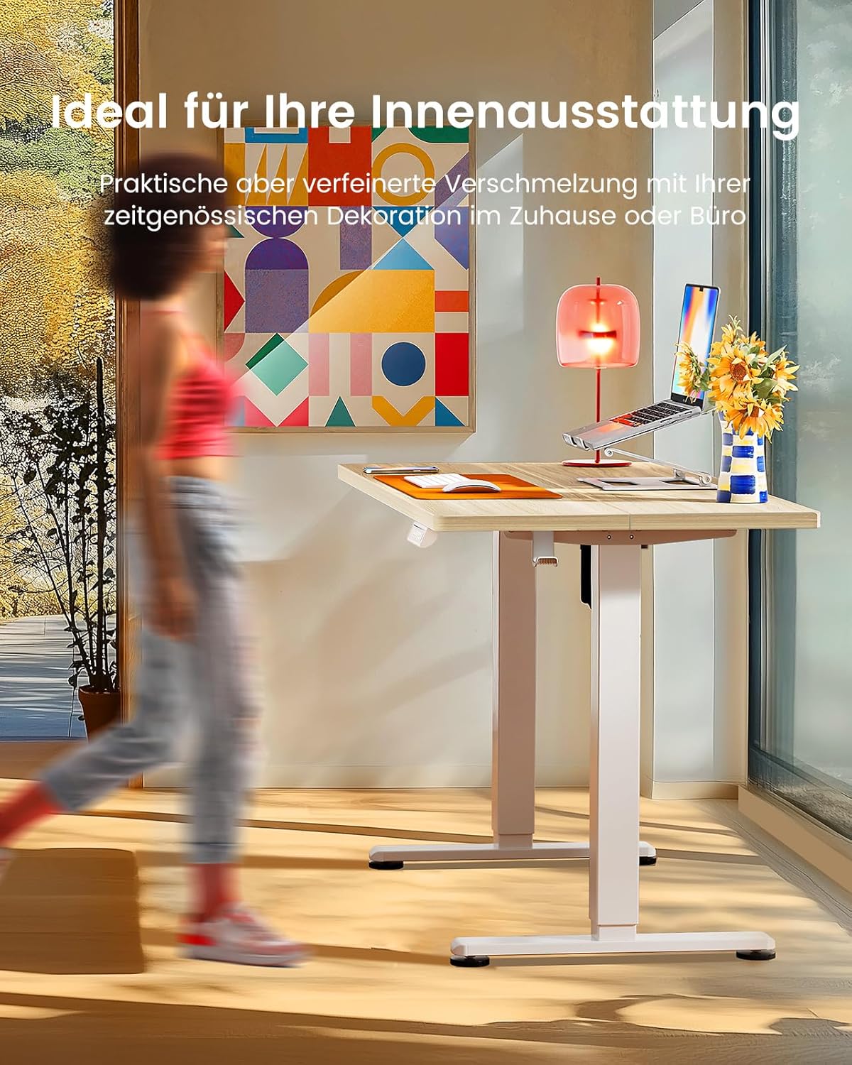 ErGear Electric Height Adjustable Desk 100 x 60 cm, Desk Height Adjustable with 4 Memory Smart Desk for Home Office with Connection Plate