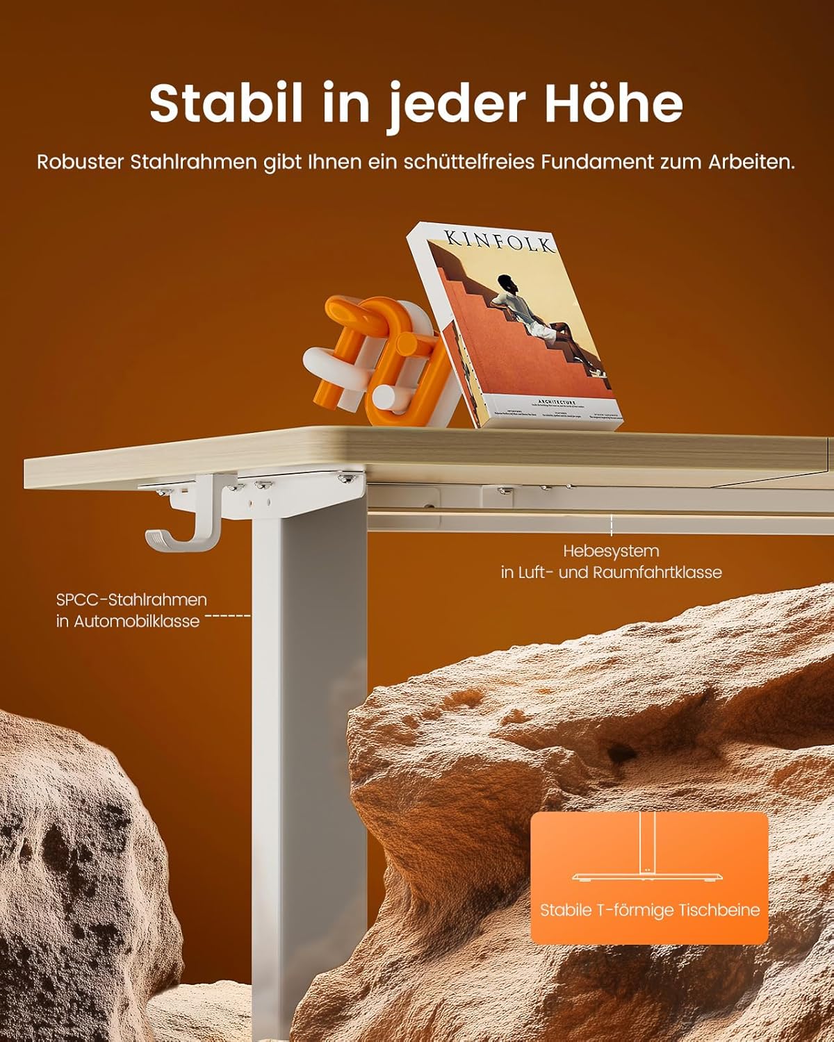 ErGear Elektrisch Höhenverstellbarer Schreibtisch 120 x 60 cm, Schreibtisch Höhenverstellbar mit 4-Gedächtnis-Smart-Pult für Home-Office mit Verbindungsplatte