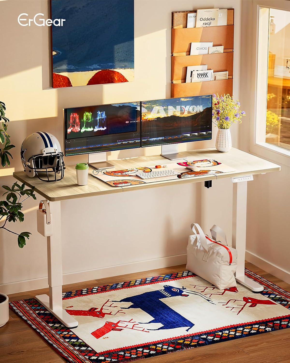 ErGear Elektrisch Höhenverstellbarer Schreibtisch 120 x 60 cm, Schreibtisch Höhenverstellbar mit 4-Gedächtnis-Smart-Pult für Home-Office mit Verbindungsplatte