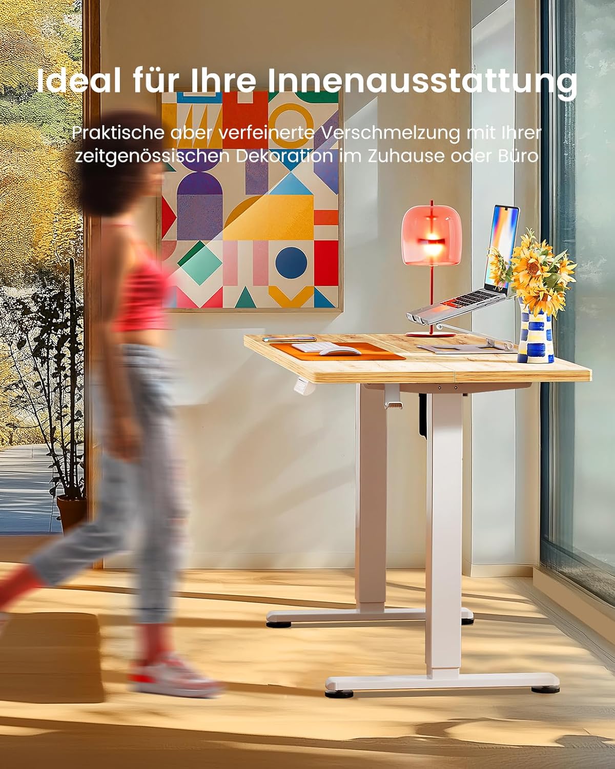 ErGear Electric Height Adjustable Desk 140 x 70 cm, Desk Height Adjustable with 4 Memory Smart Desk for Home Office with Connection Plate