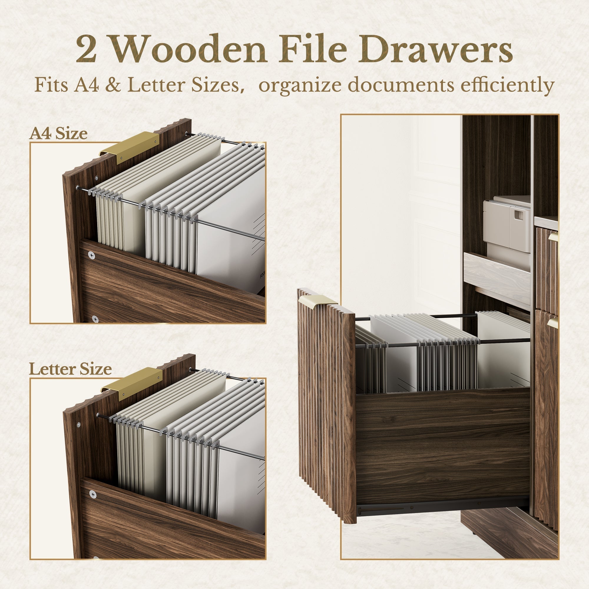 Charging Printer Storage Cabinet - Fluted - Natural Oak