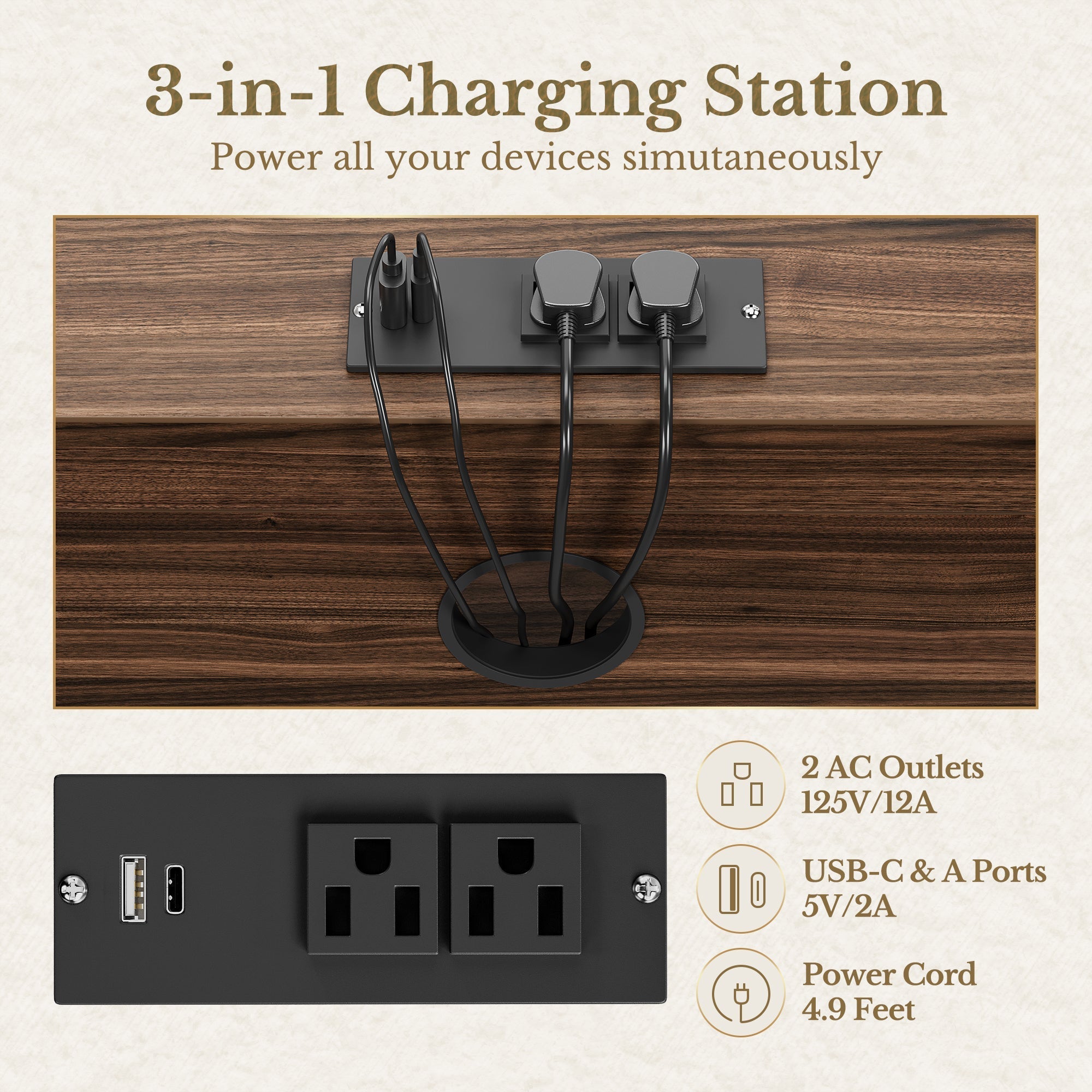 Charging Printer Storage Cabinet - Fluted - Natural Oak