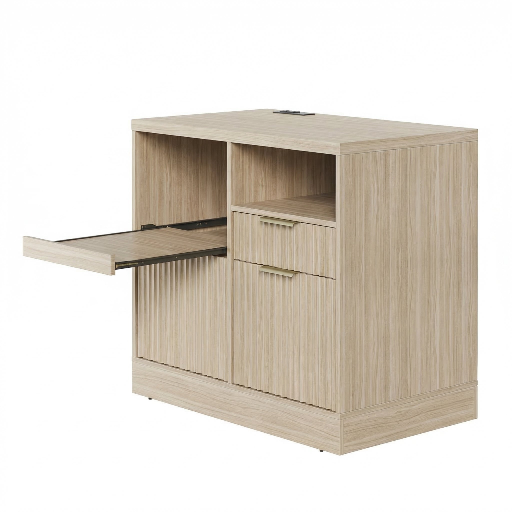 Premium Aura Cabinet - Fluted - Light Walnut