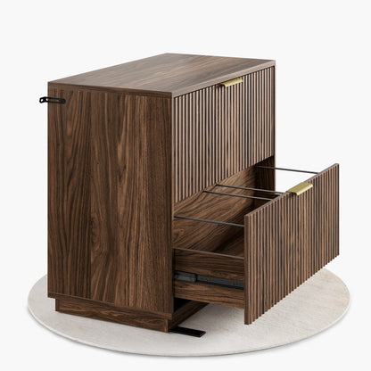 2 - Drawer Lateral Wood File Cabinet for Hanging Files, 32" - Fluted - Dark Walnut