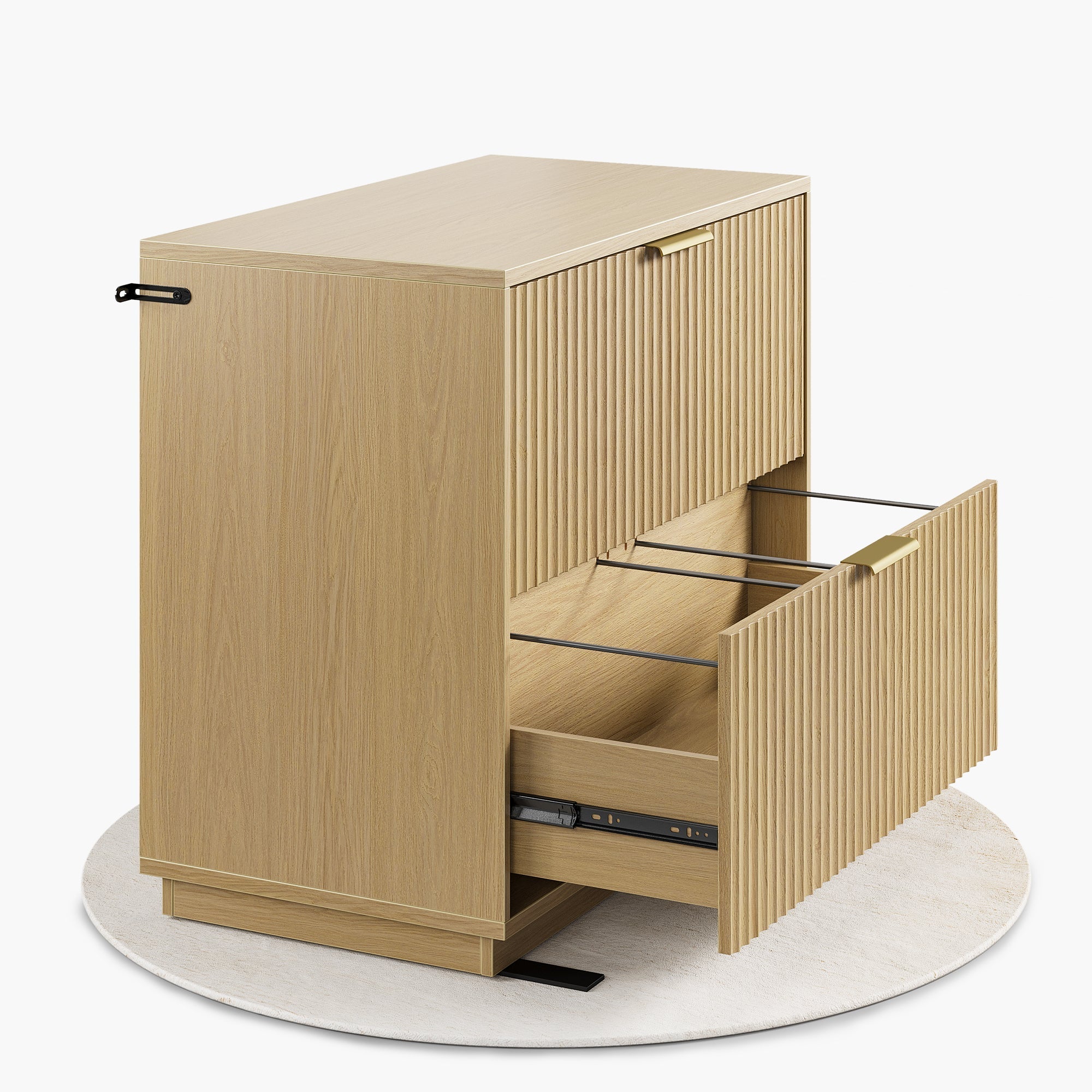 2 - Drawer Lateral Wood File Cabinet for Hanging Files, 32" - Fluted - Natural Oak