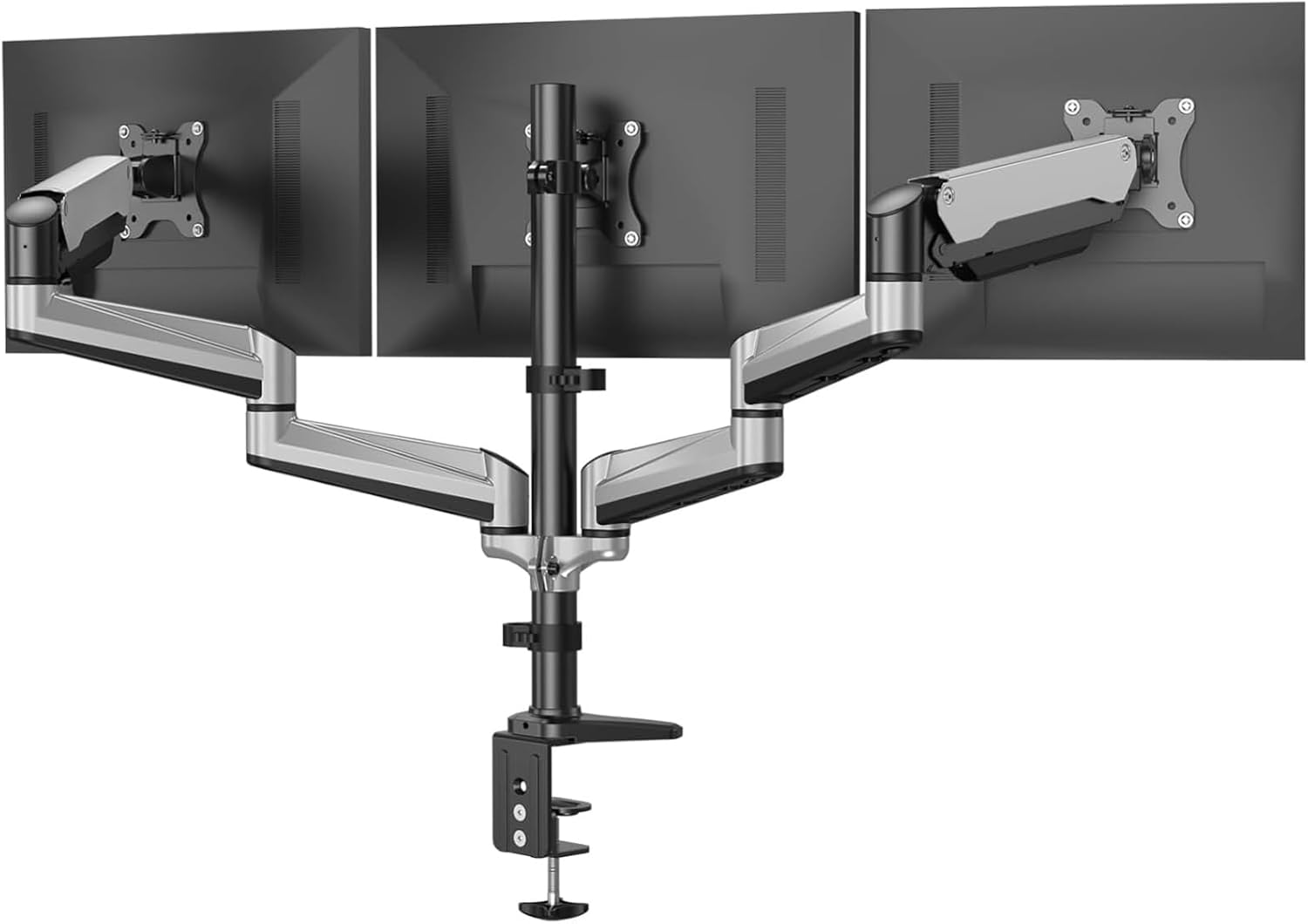 Brazo triple para monitor de 17-32" con ajuste de altura - Plata