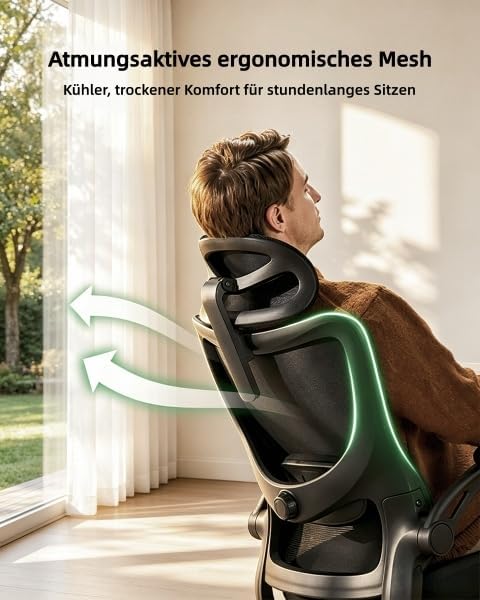 Sedia ergonomica con braccioli 3D HUANUO