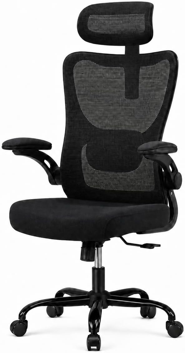 HUANUO Ergonomischer Bürostuhl, Ergonomisch Schreibtischstuhl mit Verstellbarer Lendenwirbel- und Kopfstütze, komfortabler Gaming Stuhl mit 3D-Armlehnen, Homeoffice-Büro Stuhl, maximale Last 136kg