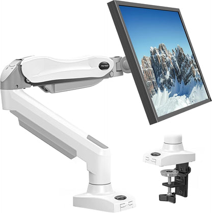 HUANUO Monitor Halterung für 13 bis 32 Zoll Bildschirme, Einzelner Monitorarm Ständer Hält 2~9 kg, Höhenverstellbare mit Neigungen, Schwenken, Dreht, VESA 75 & 100 mm, weiß