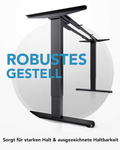 HUANUO Höhenverstellbarer Schreibtisch Gestell mit 2 starken Motoren, T-förmige Schreibtisch Gestell Höhenverstellbar aus Stahl in Automobilklasse,max. 228x80cm,Super Belastung 120KG