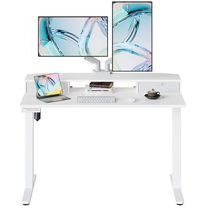 HUANUO Höhenverstellbarer Schreibtisch 120x60 cm mit Schubladen, kompatible C-Klemme-Halterung, Schreibtisch Höhenverstellbar mit 4 Gedächtnis-Höheneintellungen