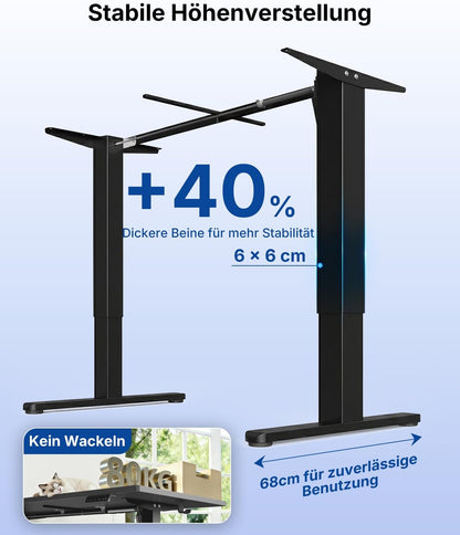 HUANUO Höhenverstellbarer Schreibtisch 120x80cm mit USB-C- & USB-A-Ladeanschluss, Höhenverstellbar von 72-118cm,4 Gedächtnis-Voreinstellungen, Kabelmanagement & Haken