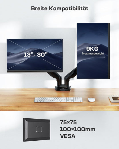 Doppelmonitorarm (13-32 Zoll) mit 360°-Vollbewegung