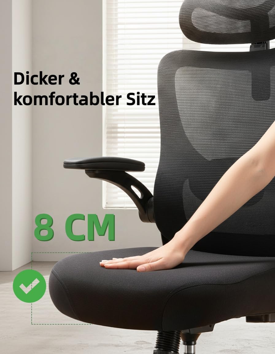 Sedia ergonomica con braccioli 3D HUANUO