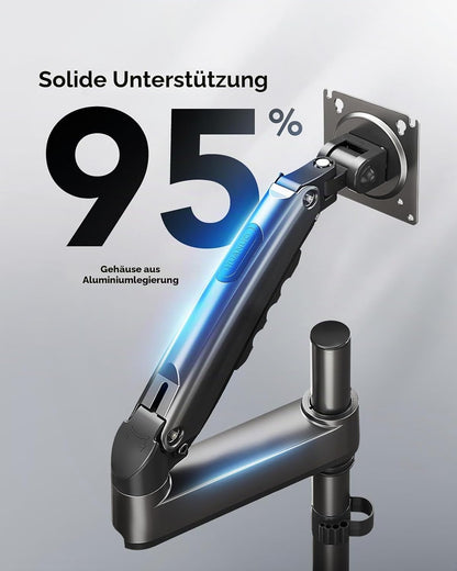 HUANUO Ergonomischer Monitor Halterung 30% höher, Monitor Arm für 13-34 Zoll (2-9 kg) Monitorhalterung höhenverstellbar, schwenkbar, neigbar, 360° drehbar, für Office & Gaming, VESA 75 & 100 mm