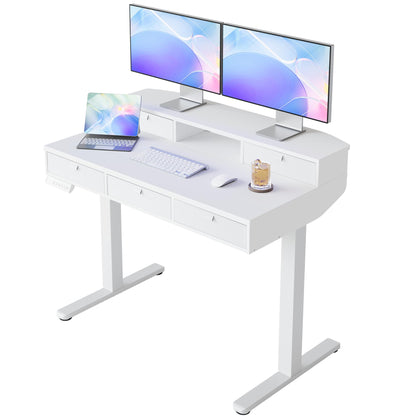 HUANUO 120 x 60 cm Scrivania con Cassetti, Compatibile Supporto a Morsetto a C, Scrivania Regolabile in Altezza, Scrivania Stand Up Ufficio Domestico 4 Altezza