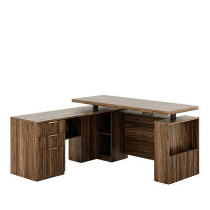 63" Premium Executive Standing Desk - Fluted - Dark Walnut