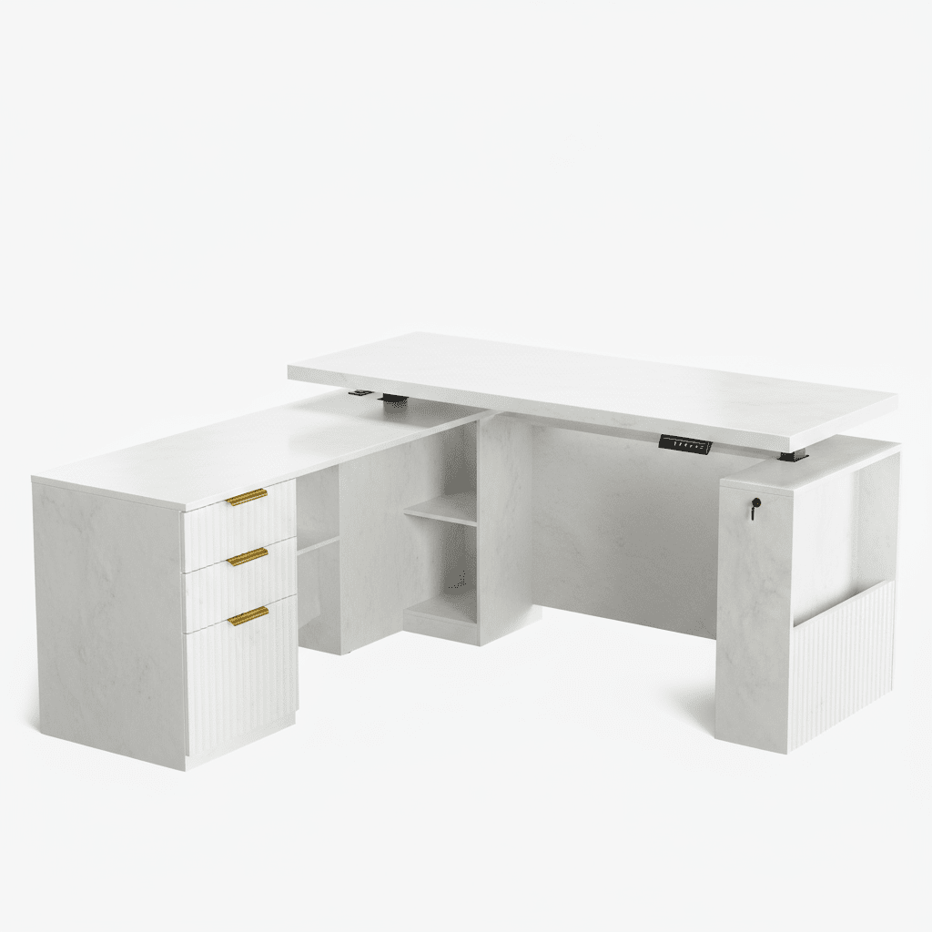 63" Premium Executive Standing Desk - Fluted - Natural Oak