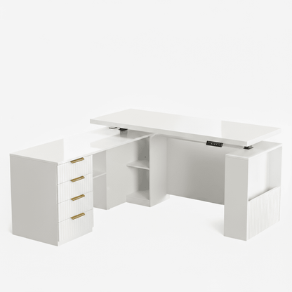 63" Premium Executive Standing Desk - Fluted - Natural Oak