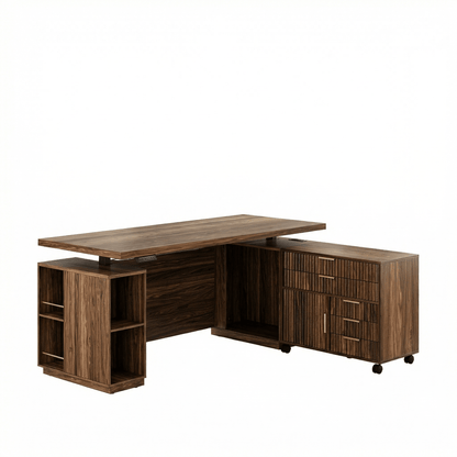 70" Premium Arundel Standing Desk - Fluted - Dark Walnut