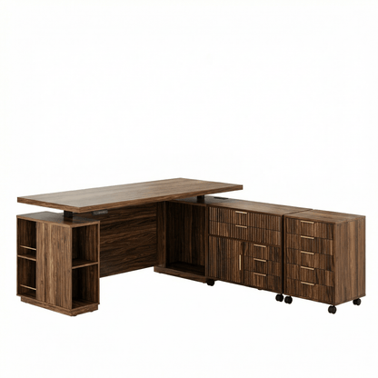 70" Premium Opal Standing Desk - Fluted - Dark Walnut