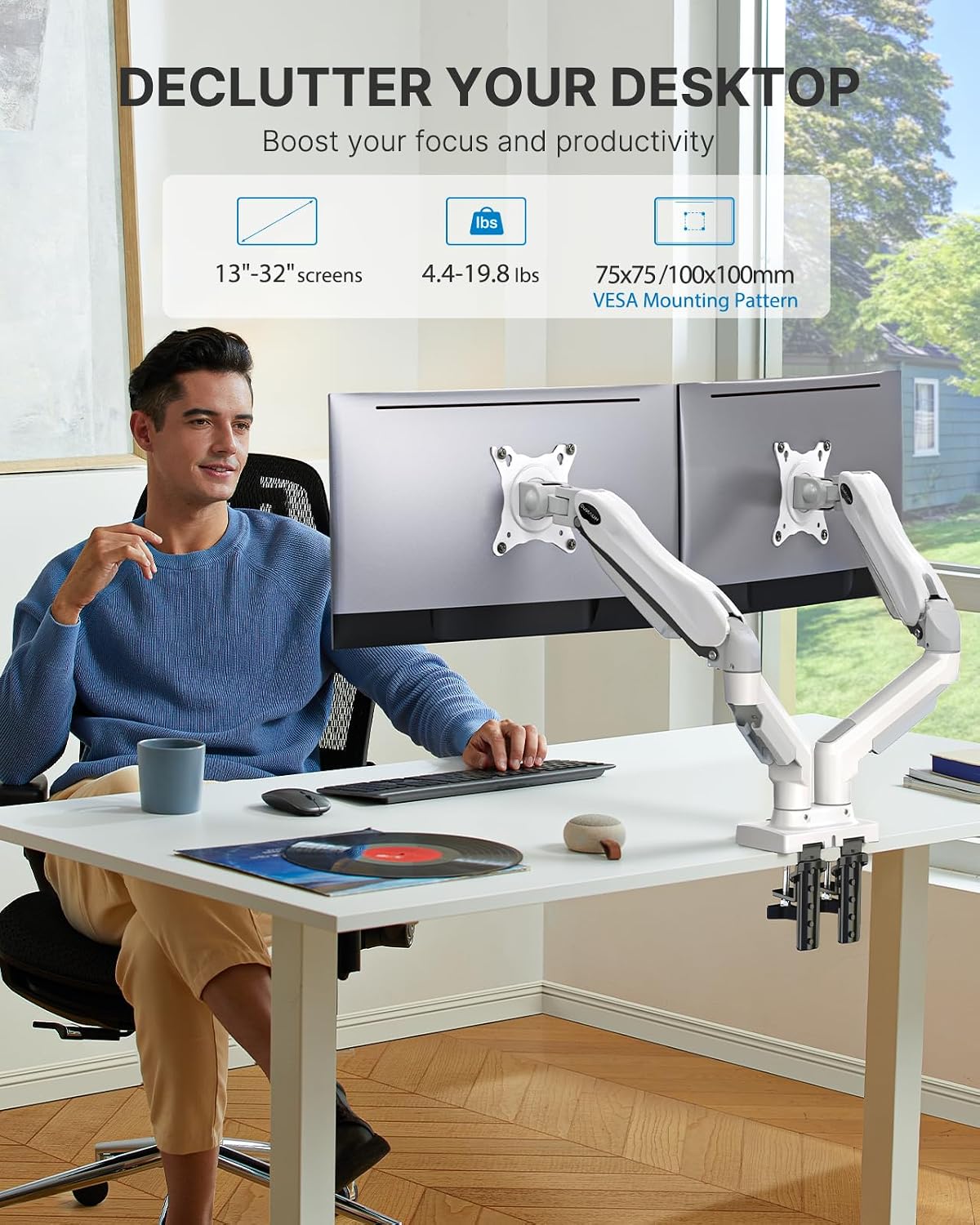 Doppelmonitorarm (13-32 Zoll) mit 360°-Vollbewegung