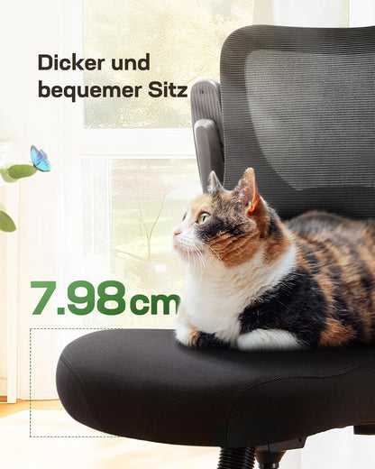 Marsail Bürostuhl Ergonomisch, Schreibtischstuhl mit 3D PU Armlehnen und Verstellbarer Lendenwirbelstütze, Drehstuhl Höhenverstellung und Wippfunktion, schreibtischstuhl aus Mesh, Bis 136kg,2pcs
