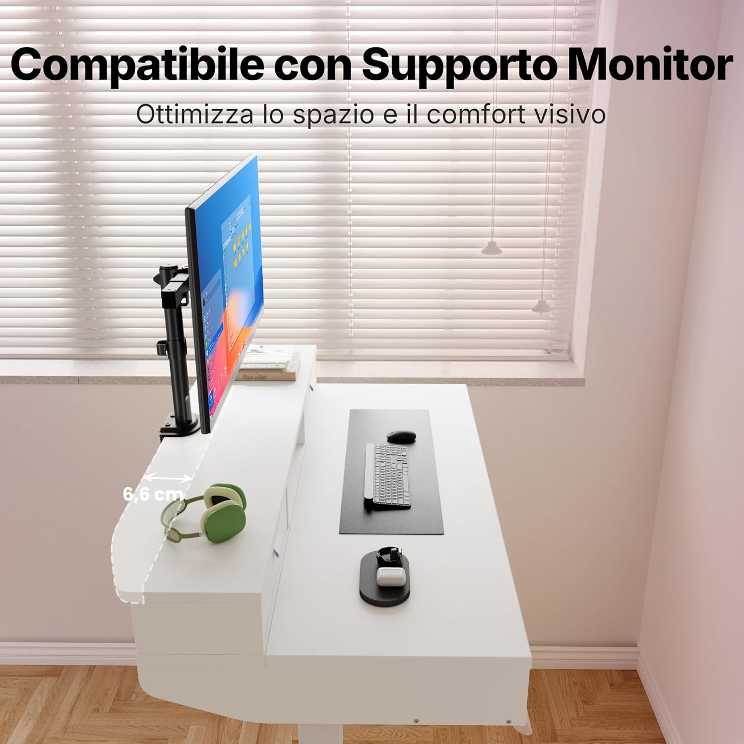 HUANUO 120 x 60 cm Scrivania con Cassetti, Compatibile Supporto a Morsetto a C, Scrivania Regolabile in Altezza, Scrivania Stand Up Ufficio Domestico 4 Altezza