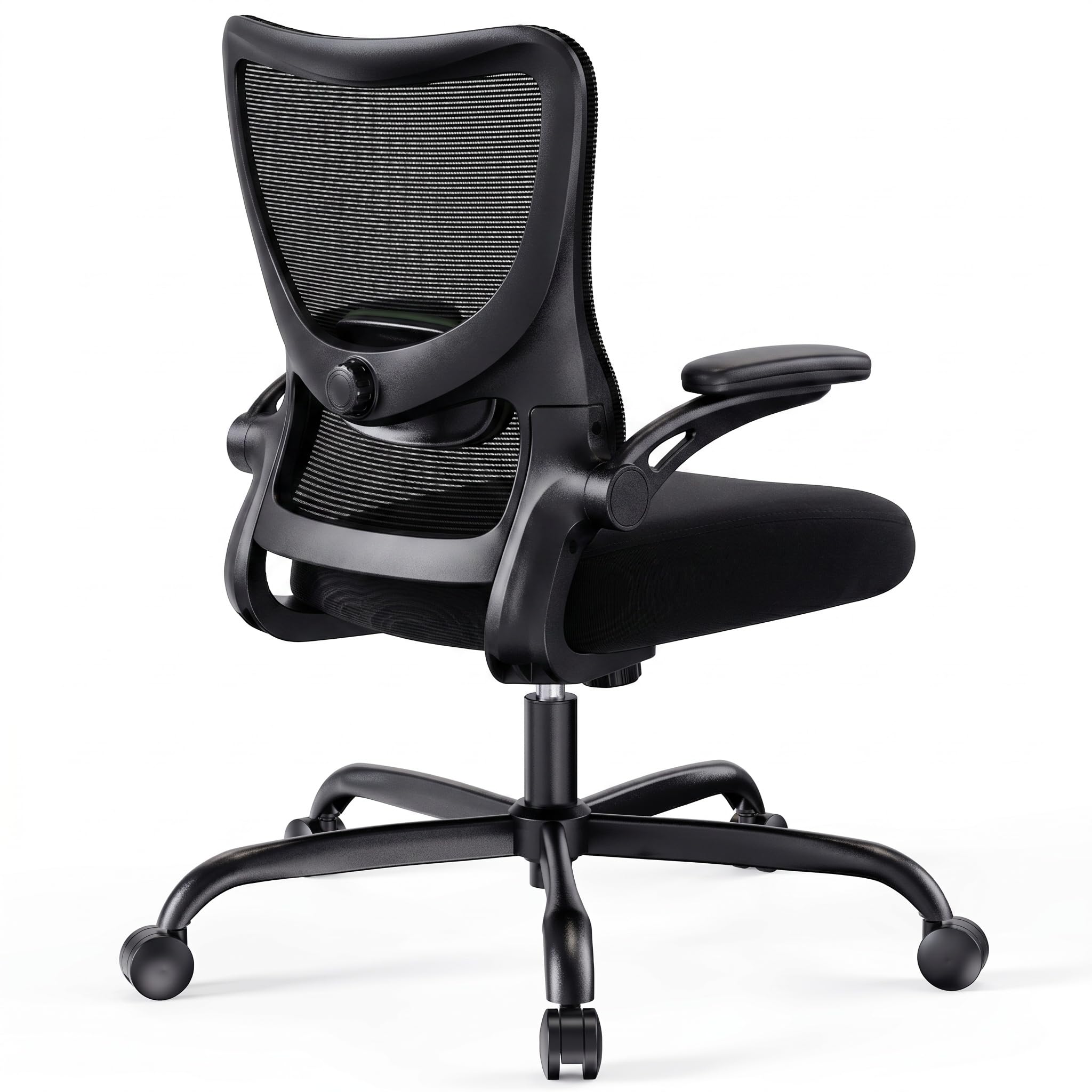 Marsail Bürostuhl Ergonomisch, Schreibtischstuhl mit 3D PU Armlehnen und Verstellbarer Lendenwirbelstütze, Drehstuhl Höhenverstellung und Wippfunktion, schreibtischstuhl aus Mesh, Bis 136kg,2pcs