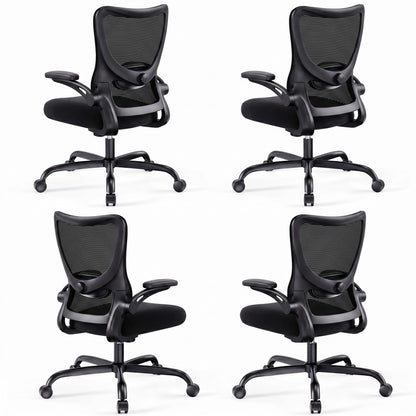 Marsail Bürostuhl Ergonomisch, Schreibtischstuhl mit 3D PU Armlehnen und Verstellbarer Lendenwirbelstütze, Drehstuhl Höhenverstellung und Wippfunktion, schreibtischstuhl aus Mesh, Bis 136kg,2pcs