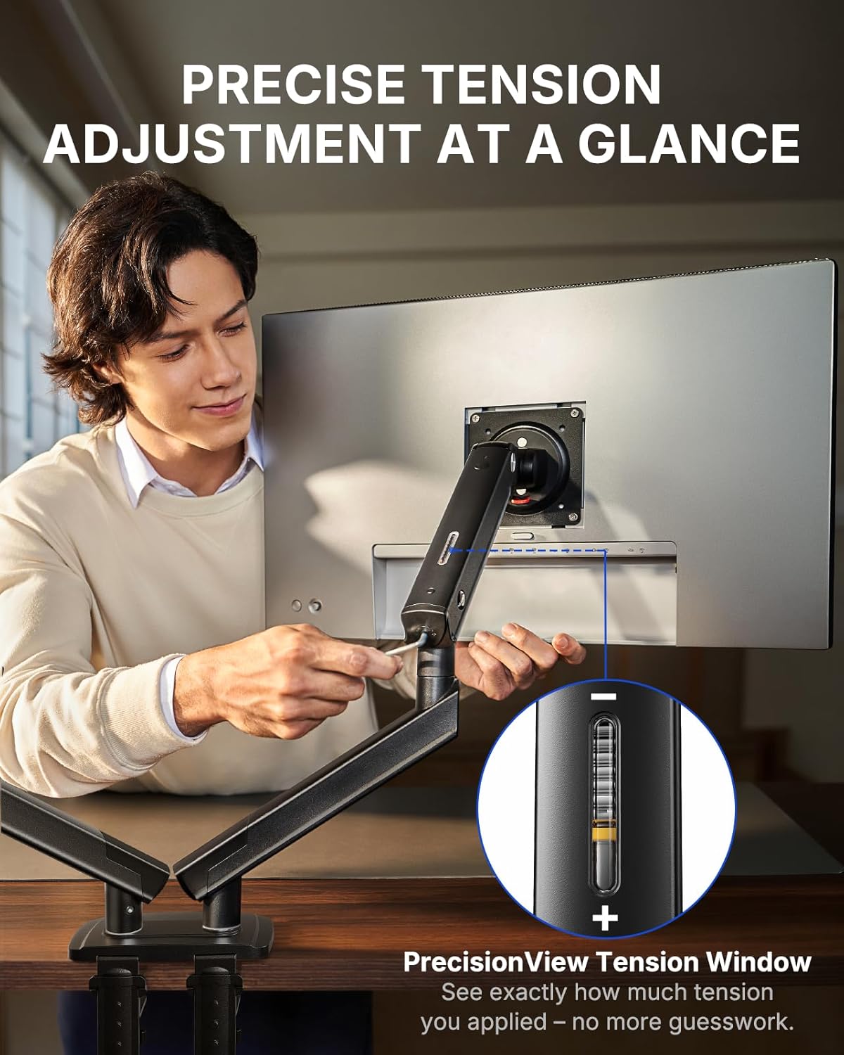 HUANUO Dual Monitor Arm for 13–32" Screens, MechaSpring Double Monitor Stand, FlowLift Pro Adjustable Monitor Mount with Tilt/Swivel/Rotation, Tool-Free VESA Mount, C-Clamp/Grommet Base, Max Load 9kg