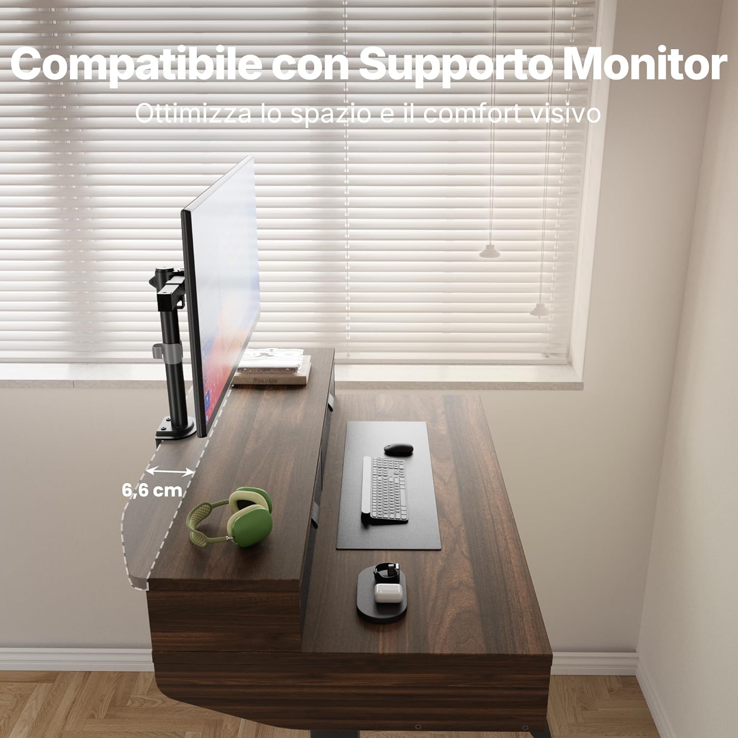 HUANUO 120 x 60 cm Scrivania con Cassetti, Compatibile Supporto a Morsetto a C, Scrivania Regolabile in Altezza, Scrivania Stand Up Ufficio Domestico 4 Altezza