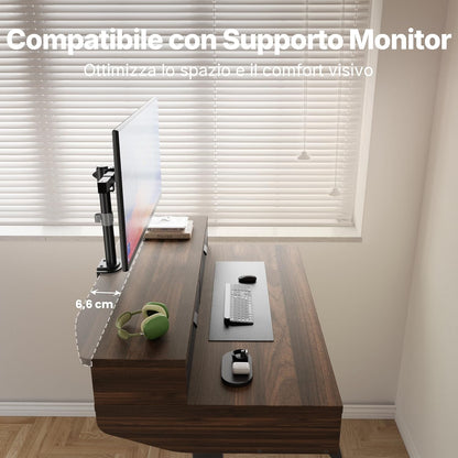 HUANUO 120 x 60 cm Scrivania con Cassetti, Compatibile Supporto a Morsetto a C, Scrivania Regolabile in Altezza, Scrivania Stand Up Ufficio Domestico 4 Altezza