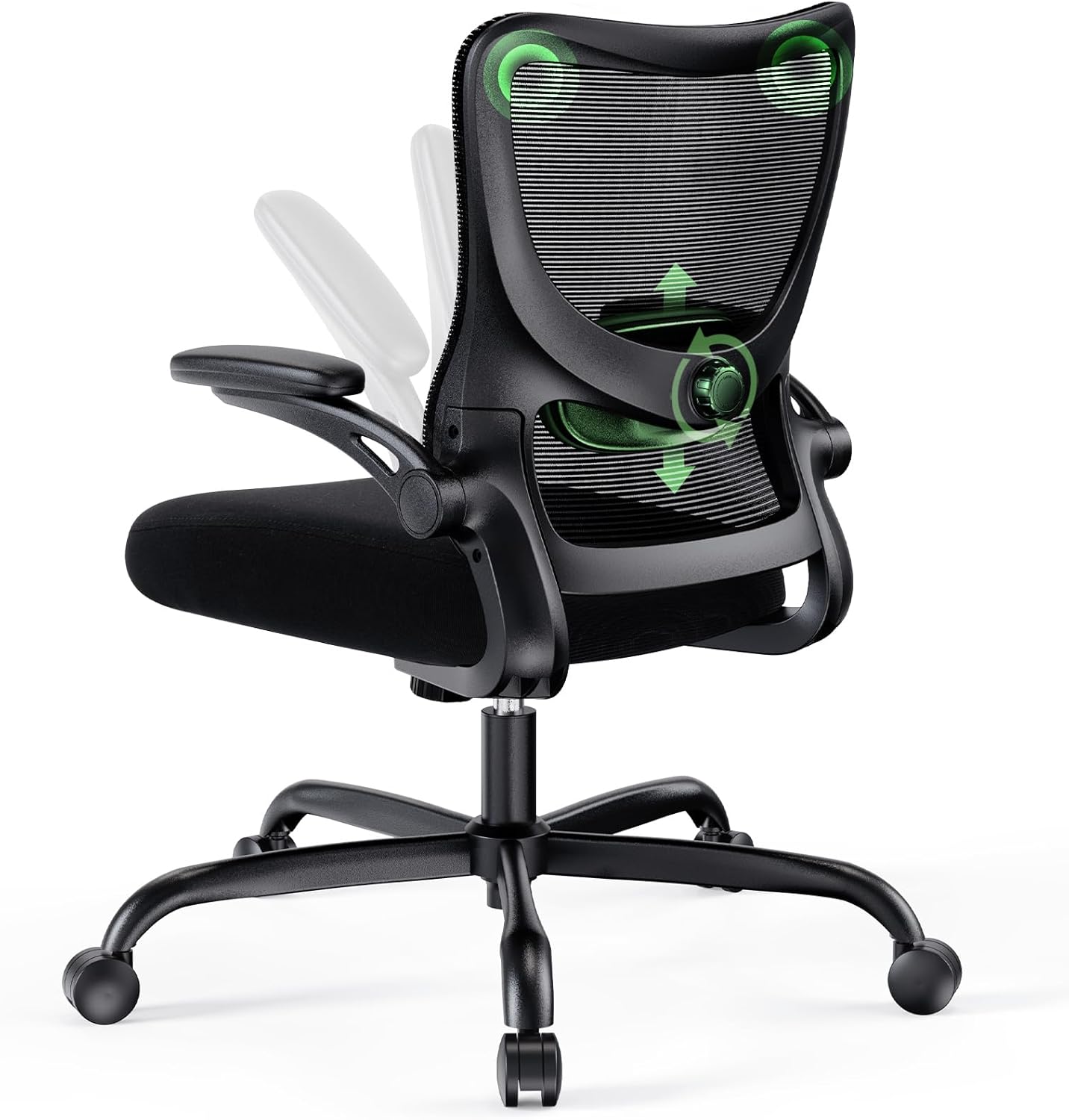 Marsail Ergonomic Desk Chair: Computer Office Chair with Mesh High Back and Adjustable Lumbar Support Swivel Chair for Work with Wheels, 3D Armrest